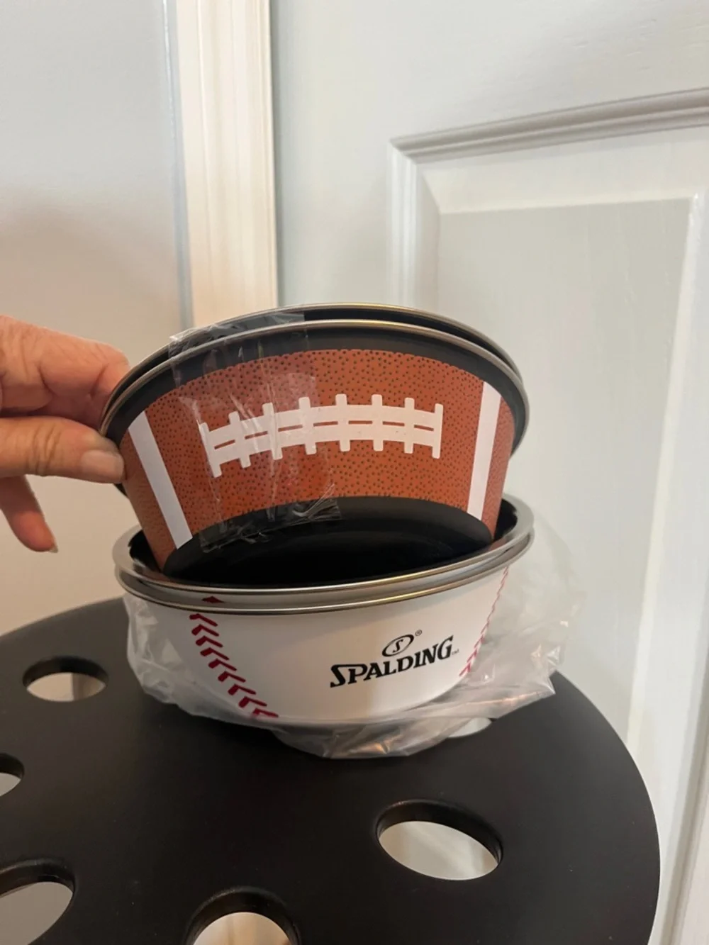 Spalding Baseball Dog Bowl Set (2-Pack) | Stainless Steel Pet Bowls | NEW